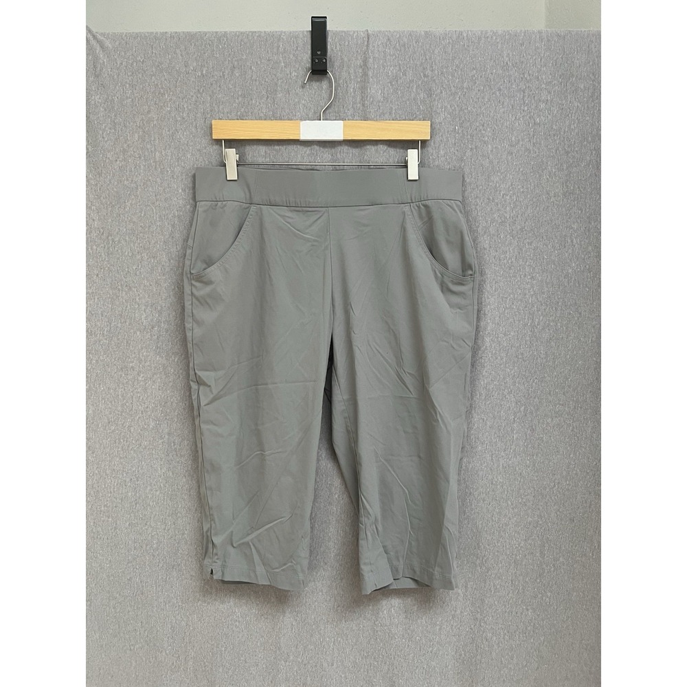 Columbia Anytime Casual Capri Pants Womens Sz XL Grey Hiking Stretch Crop